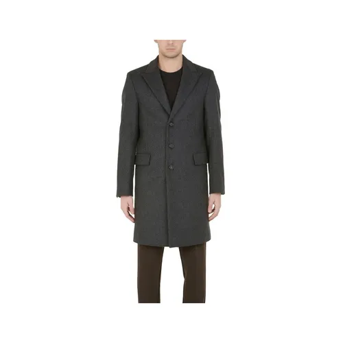 Men's Anthracite Wool Blend Coat - Paolo Pecora - Modalova