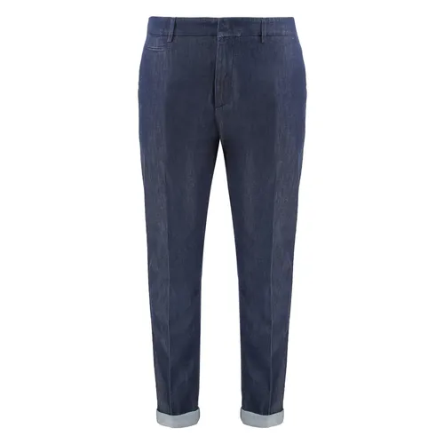 Cotton Roll-Up Ankle Cuff Trousers - Dondup - Modalova