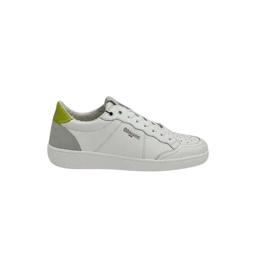 White Leather Sneaker with Lime Heel - Blauer - Modalova