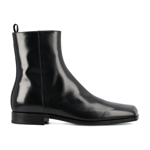 Brushed Leather Ankle Boots - Prada - Modalova