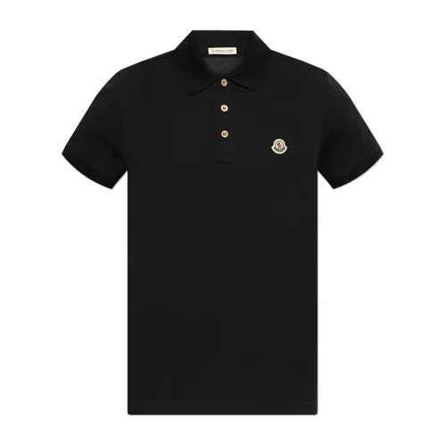 Cotton Polo with Logo Patch - Moncler - Modalova