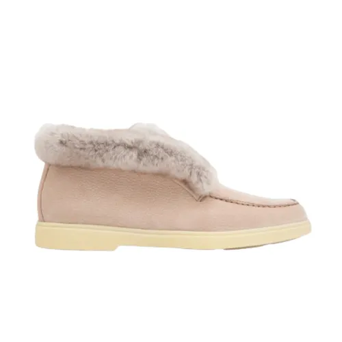 Pink Fur-Lined Suede Desert Boots - Santoni - Modalova