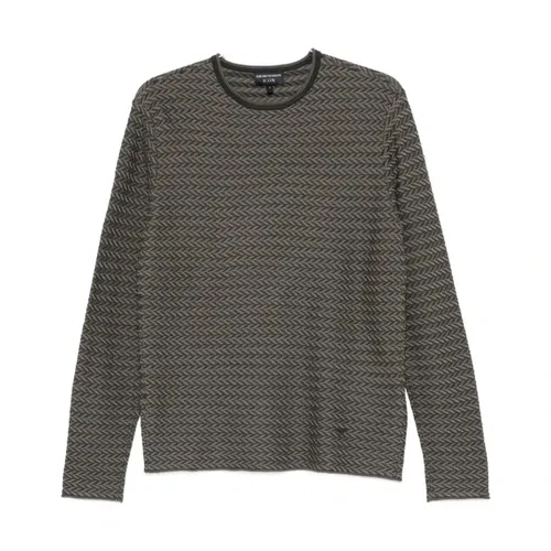 Crew Neck Wool Blend Sweater - Emporio Armani - Modalova