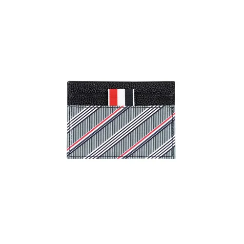 Leather Card Holder with Tricolor Detail - Thom Browne - Modalova