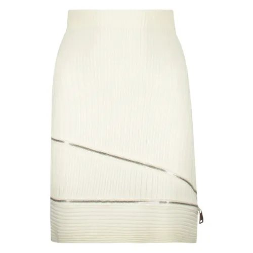 Ribbed Knitted Mini Skirt with Zips - Andrea Adamo - Modalova