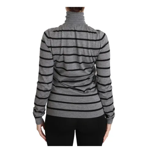 Maglione Grigio con Ricamo Floreale - Dolce & Gabbana - Modalova