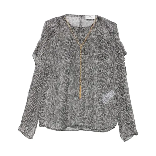 Python-Print Silk Blouse - Elisabetta Franchi - Modalova