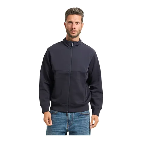 Reversible Blue Sweater with High Collar - Armani Exchange - Modalova