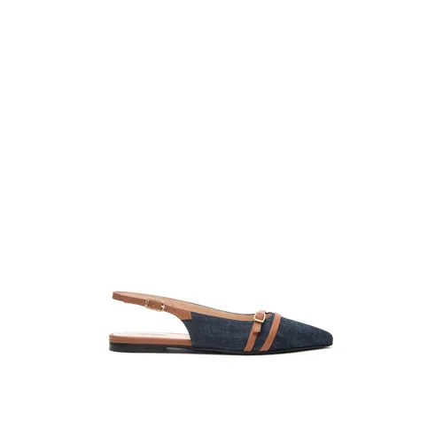 Jeans fabric slingback with leather details - Nerogiardini - Modalova