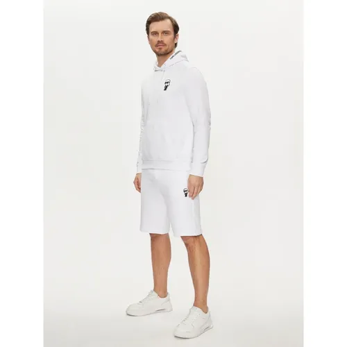 White Cotton Blend Regular Fit Shorts - Karl Lagerfeld - Modalova