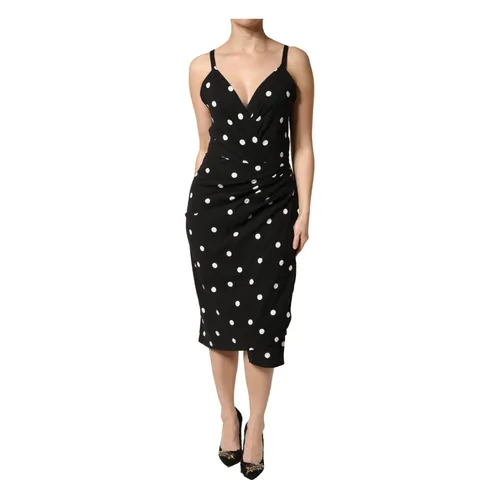 Polka Dotted Viscose Sheath Dress - Dolce & Gabbana - Modalova