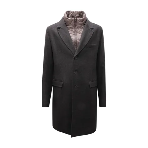 Wool Coat with Removable Inner Double-Breasted - Herno - Modalova