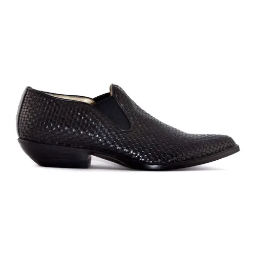 Black Woven Leather Slip-On Boots - Sonora - Modalova