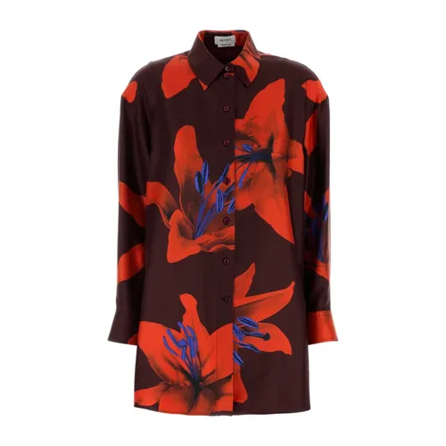 Satin Oversize Printed Shirt - Alexander McQueen - Modalova