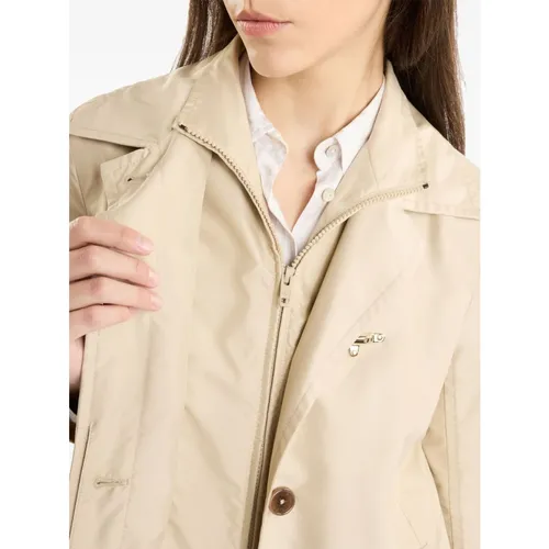 Beige Coat with Hook Fastening - Fay - Modalova