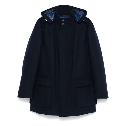 Wool blend coat with detachable hood - Hugo - Modalova