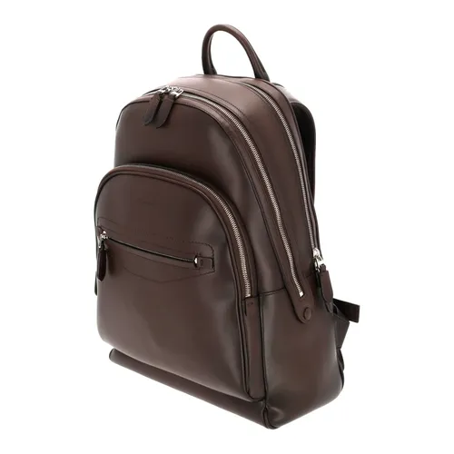 Brown Leather Backpack - Santoni - Modalova