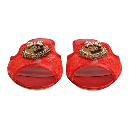 Devotion Lace Flat Slides - Dolce & Gabbana - Modalova