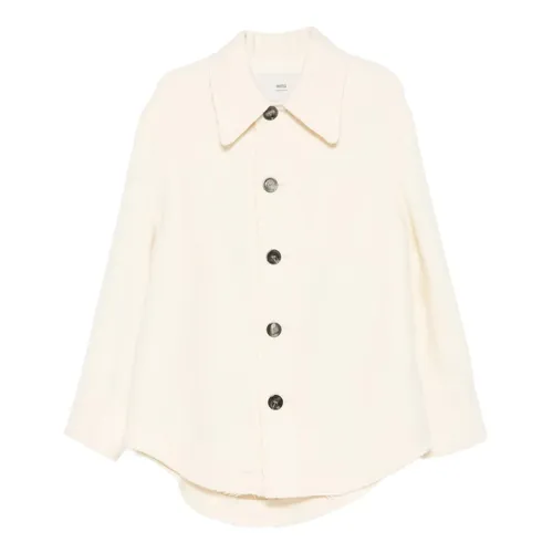 Boiled Wool Gabardine Buttoned Jacket - Ami Paris - Modalova