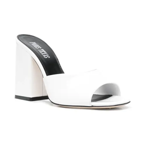 White Leather Heeled Mules - Paris Texas - Modalova