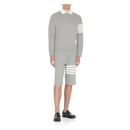 White Polo Shirt with Tricolor Detail - Thom Browne - Modalova