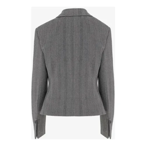 Chevron Wool Blazer with Flap Pockets - Ferragamo - Modalova