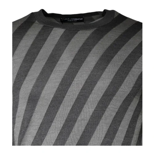 Stripes Silk Pullover Sweater Grey - Dolce & Gabbana - Modalova