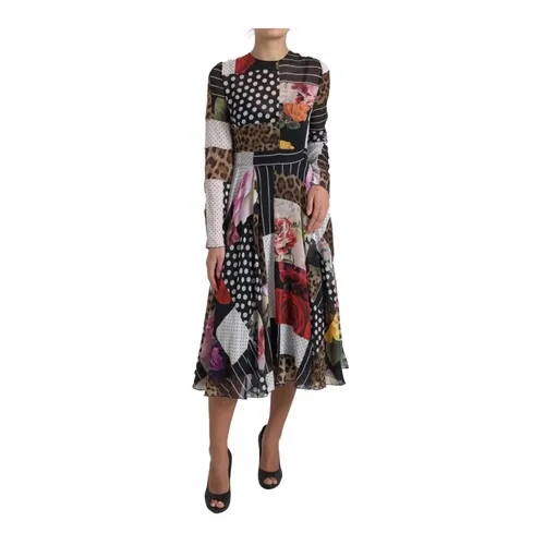 Floral Leopard Patchwork Dress - Dolce & Gabbana - Modalova