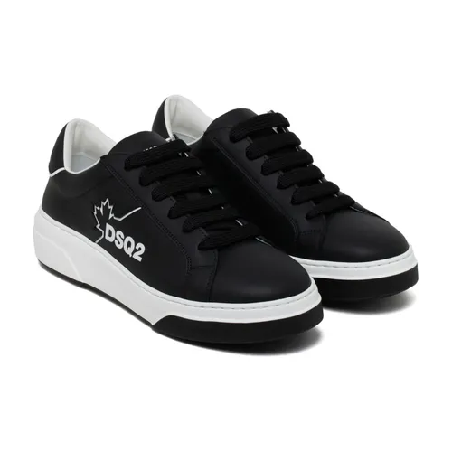 Black Bumper Sneakers with Maple Leaf Print - Dsquared2 - Modalova