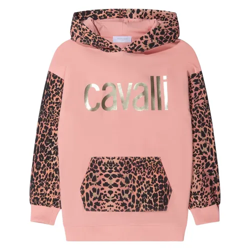 Leopard Print Logo Hoodie - Roberto Cavalli - Modalova