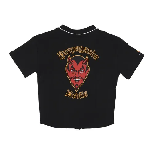 Black Buttoned Baseball Jacket - Propaganda - Modalova