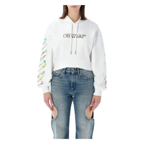 Flower Crop Hoodie - Off White - Modalova
