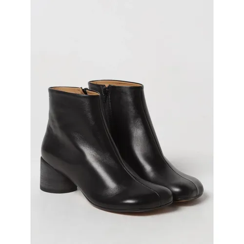 Leather Ankle Boots Block Heel - MM6 Maison Margiela - Modalova