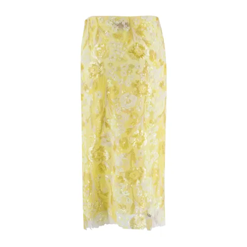 Floral Sequin Midi Skirt - Ermanno Scervino - Modalova