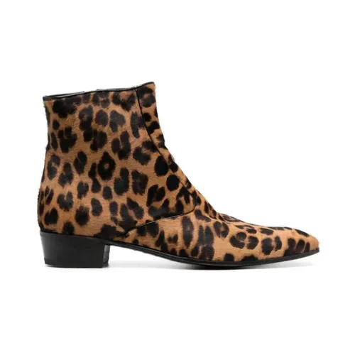Leopard Suede Ankle Boots - Lidfort - Modalova