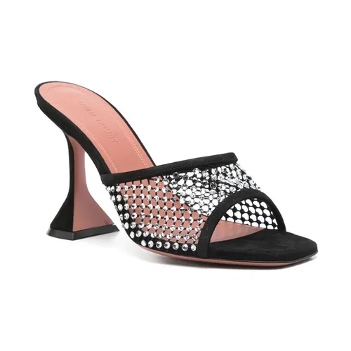 Black Leather Mules - Amina Muaddi - Modalova