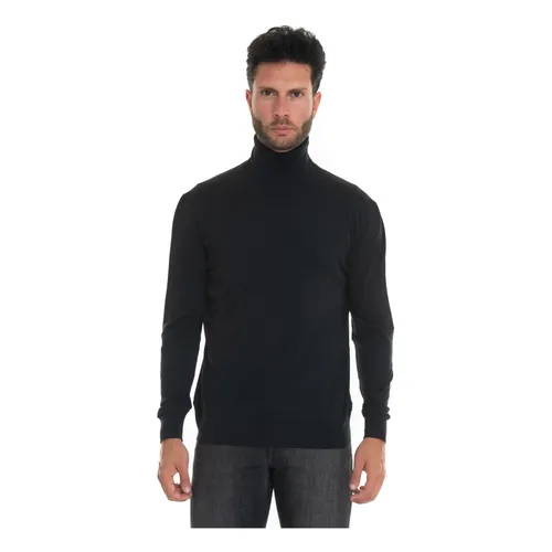 Blue Wool Turtleneck Pullover - Kiton - Modalova