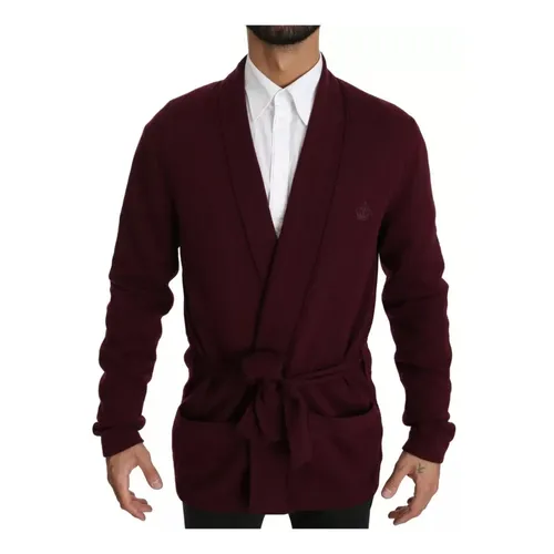 Luxury Cashmere Cardigan Sweater Maroon - Dolce & Gabbana - Modalova
