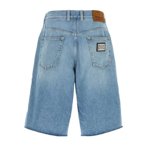 Raw-Cut Logo Denim Shorts - Dolce & Gabbana - Modalova