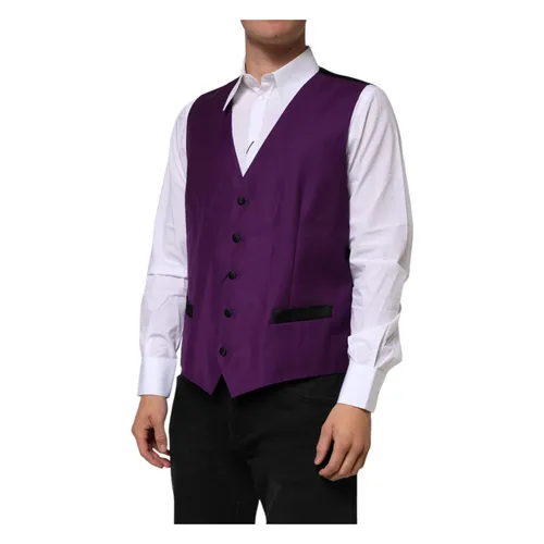 Purple Wool Formal Waistcoat Vest - Dolce & Gabbana - Modalova