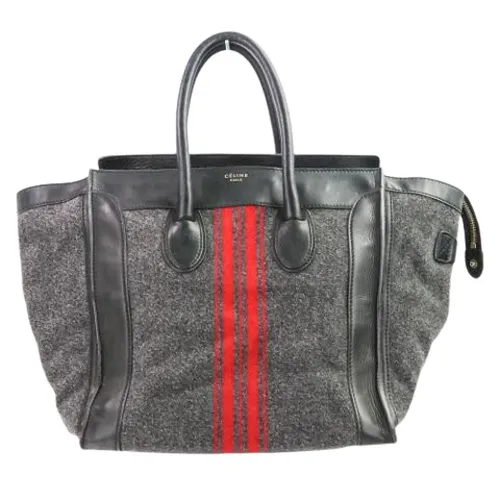 Pre-owned Luggage Mini Shopper Wool Leather Tote Bag - Celine Vintage - Modalova
