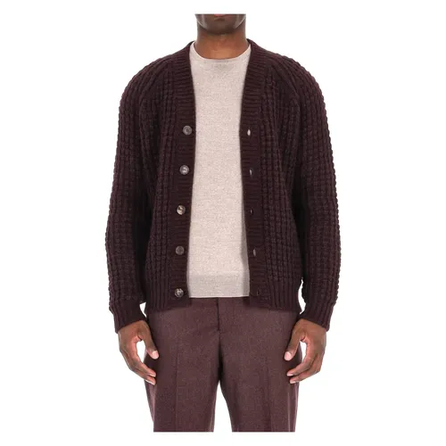 Alpaca Cardigan Sweaters in Bordeaux - Roberto Collina - Modalova