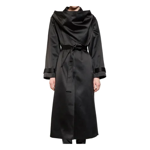 Abrigo negro con panel drapeado - The Garment - Modalova