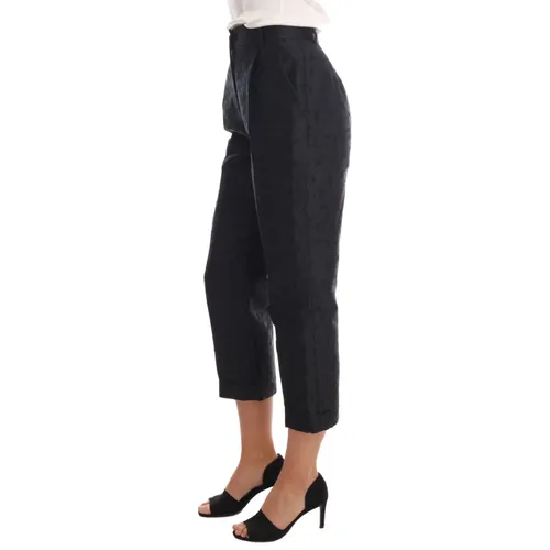 Black Floral Brocade Capri Pants - Dolce & Gabbana - Modalova