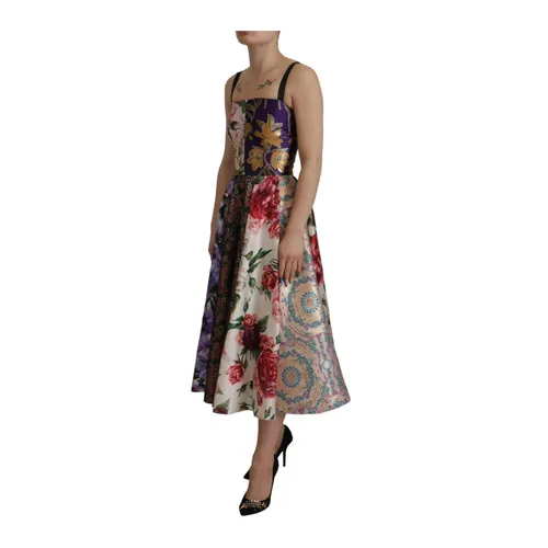 Patchwork Multicolor Silk Dress - Dolce & Gabbana - Modalova