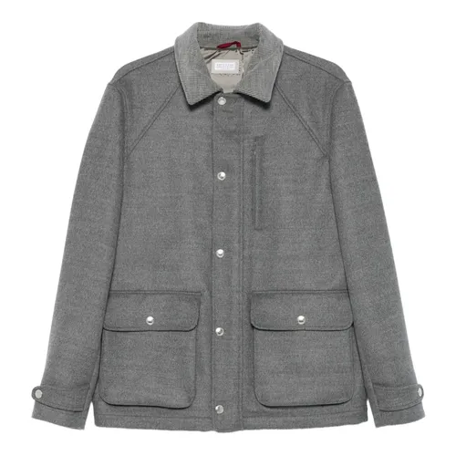 Virgin Wool Button Front Jacket - Brunello Cucinelli - Modalova