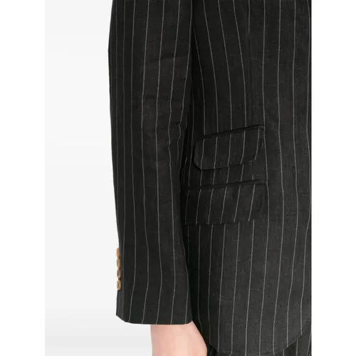 Pinstripe Wool Blazer Notched Lapels - Brunello Cucinelli - Modalova