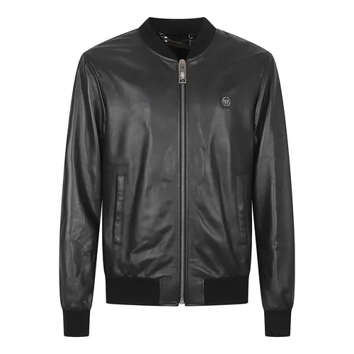Billy Leather Bomber Jacket - Philipp Plein - Modalova