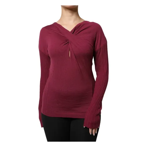 Maroon Keyhole Knit Wool Sweater - Roberto Cavalli - Modalova