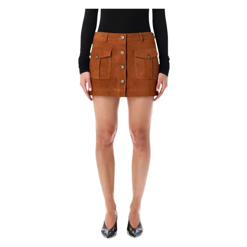 Hazelnut Suede Mini Skirt Aw25 - The Garment - Modalova
